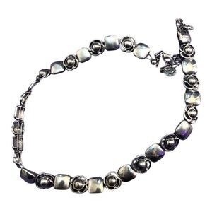 Vintage Liz Claiborne Silver Tone Flowers on Wire Chocker Necklace 16”